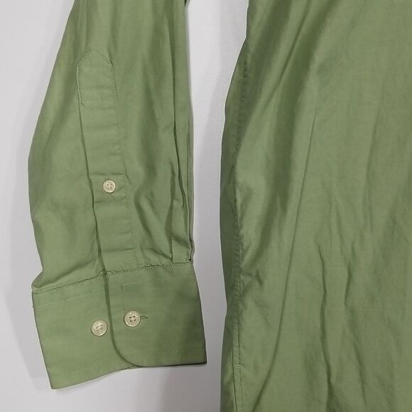 Nautica Shirt Men's 17 34/35 Button Up Regular Long Sleeve Olive Green Office - Picture 4 of 8